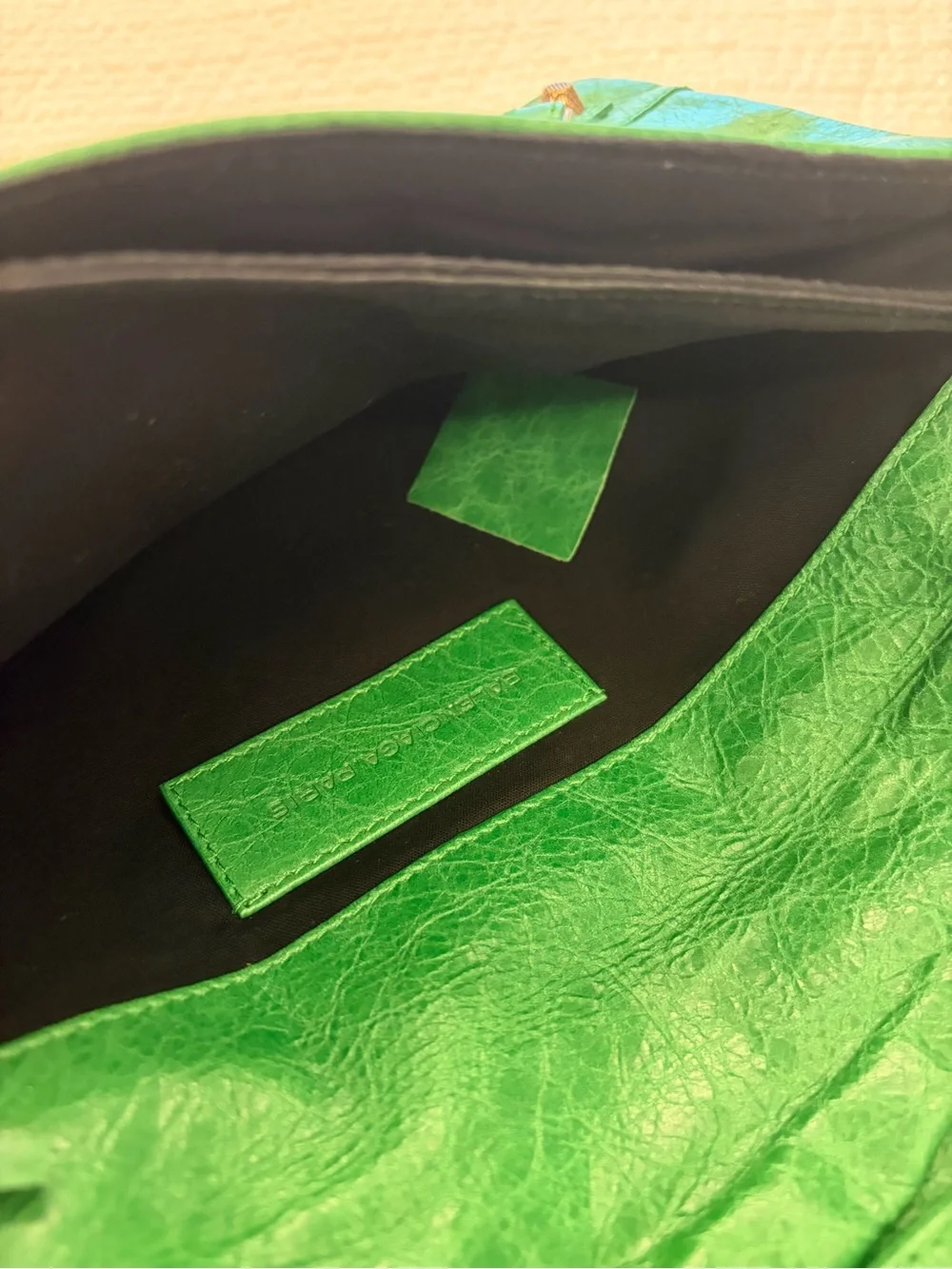 Balenciaga Green envelope clutch